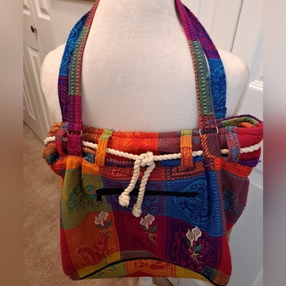 Vibrant Patchwork Satchel Bag - Picture 1 of 11